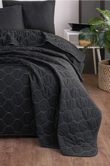 L'essentiel linge de maison Juego de colcha individual Solid - Black L'essentiel linge de maison Juego de colcha individual Solid - Black